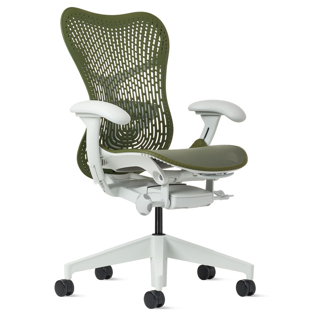 Herman Miller Mirra 2 Triflex Chair - Olive, White Frame