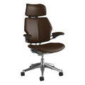 Humanscale Freedom Headrest - Brown Ticino Leather w/ Polished Frame