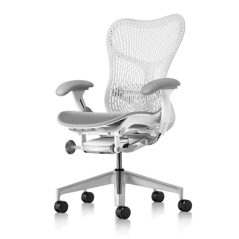 Herman Miller Mirra 2 Triflex Chair - Alpine, White Frame, Fog Base