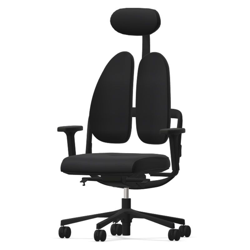 Grahl Duo Back Type 11 Office Chair w/ Headrest - Black Fabric & Base w/ 2D Armrests